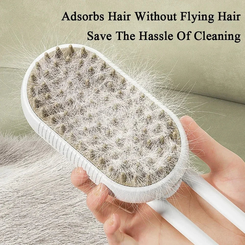 Steamy 4-in-1 Electric Pet Brush – Grooming, Massaging & De-Tangling Spray Brush for Dogs & Cats 🐶🐱