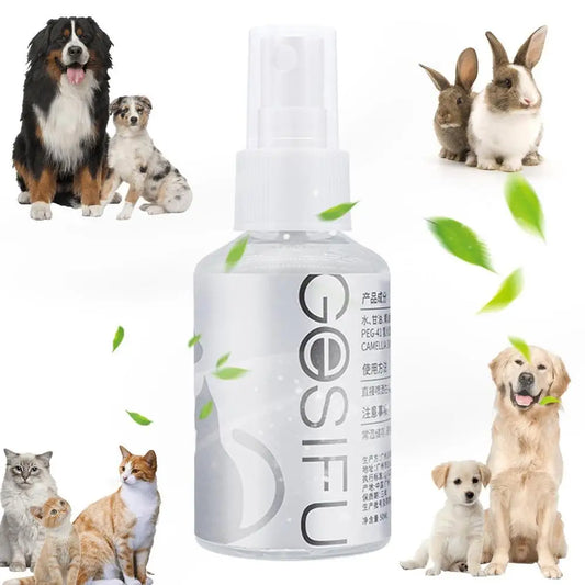 Spray éliminateur d'odeurs pour animaux de compagnie de 50 ml, bonne odeur, spray longue durée, élimination des odeurs de litière pour chat, spray de stérilisation, fournitures pour animaux de compagnie