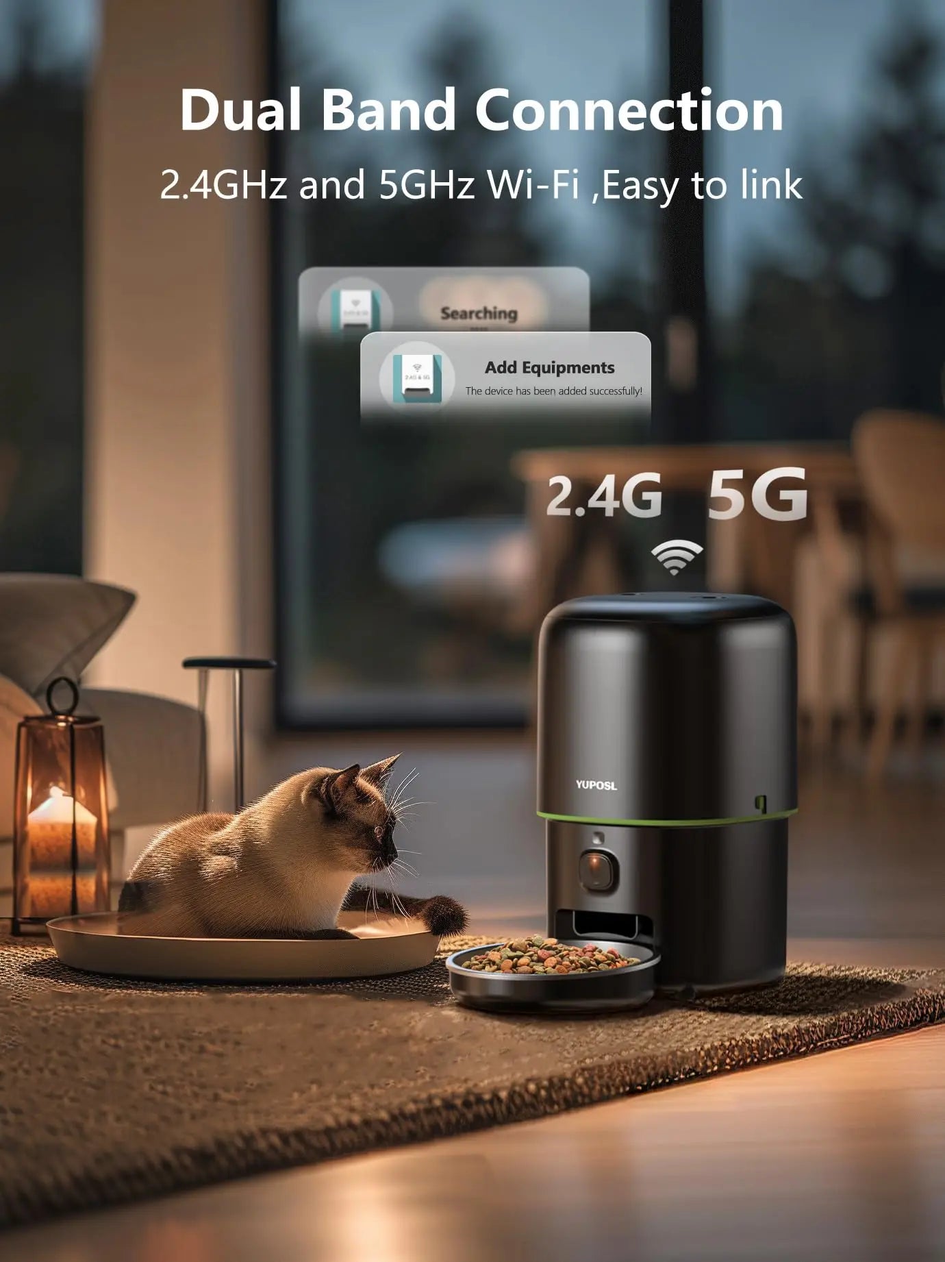 Automatischer Futterspender für Katzen mit Kamera, intelligenter Futterspender für Katzenfutter und Trockenfutter, 2,4 G/5 GWiFi, Tuya-App-Steuerung, automatischer Futterspender für Katzen und Hunde