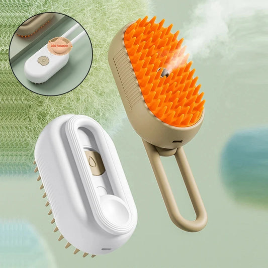 Steamy 4-in-1 Electric Pet Brush – Grooming, Massaging & De-Tangling Spray Brush for Dogs & Cats 🐶🐱