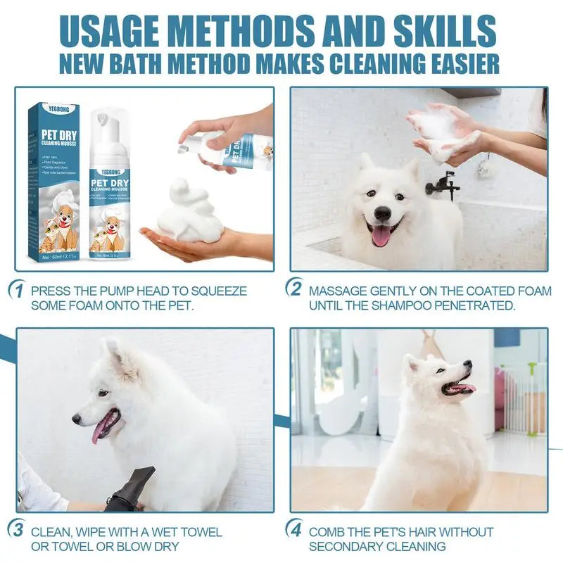 FreshPaws Multifunctional Dry Shampoo Mousse – Waterless Bath, kills bacteria, nourishes skin & Odor Remover for Dogs & Cats 🐾✨