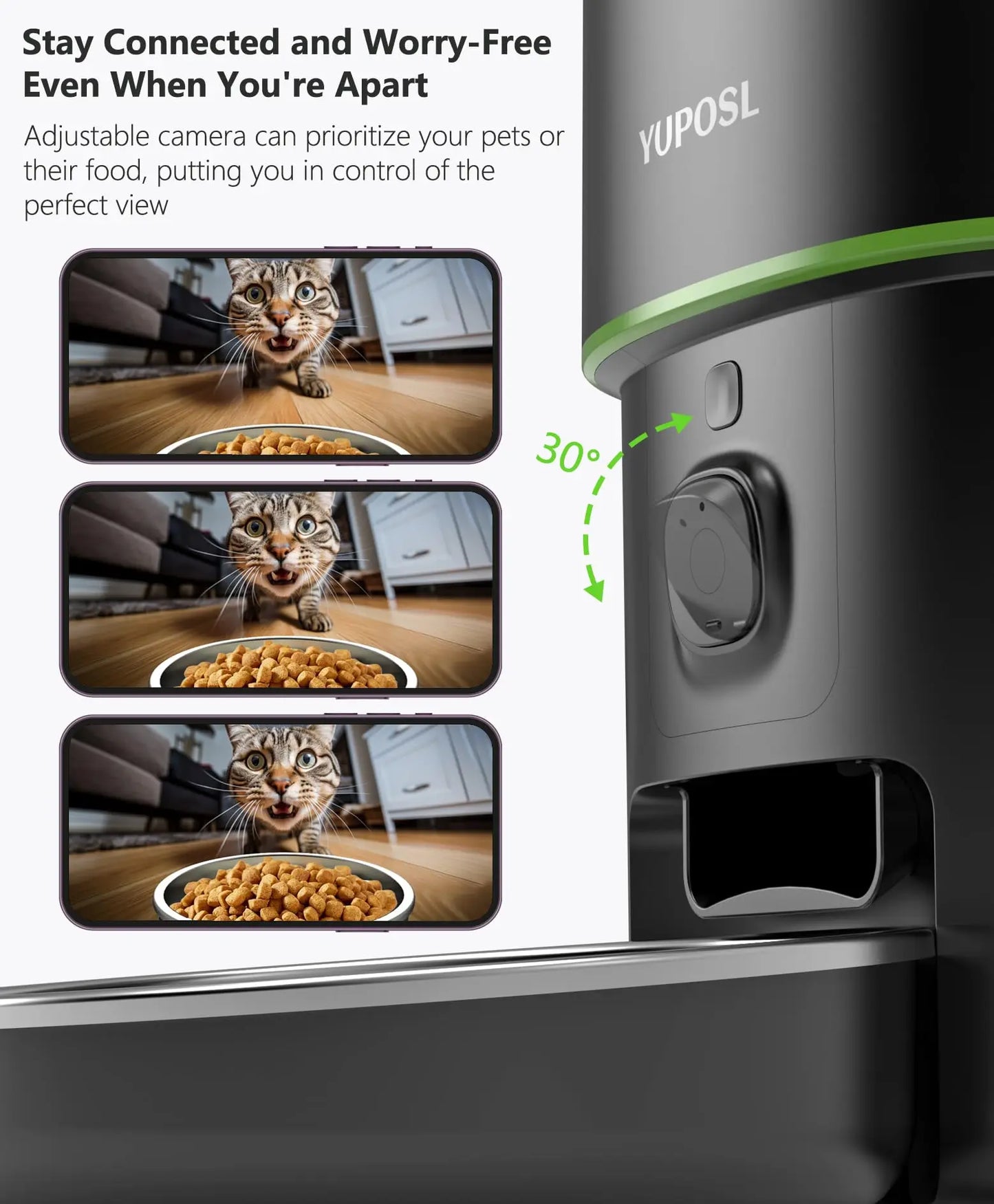 Automatischer Futterspender für Katzen mit Kamera, intelligenter Futterspender für Katzenfutter und Trockenfutter, 2,4 G/5 GWiFi, Tuya-App-Steuerung, automatischer Futterspender für Katzen und Hunde