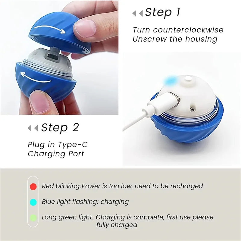 Interactive Smart Pet Ball – USB Rechargeable, Automatic Bouncing & Moving Toy for Dogs & Cats 🎾🐾