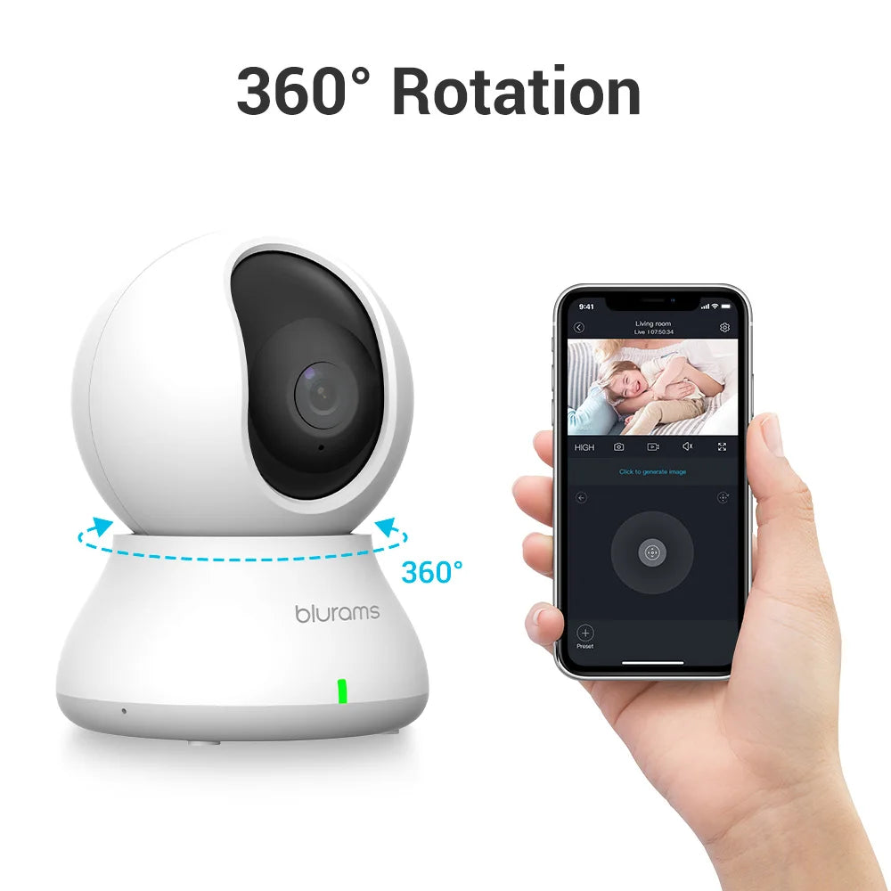 Blurams 2K 360° WiFi Pet & Home Security Camera – Dual-Band 2.4G/5G, Night Vision, 2-Way Talk, Smart App Control 📷🐾